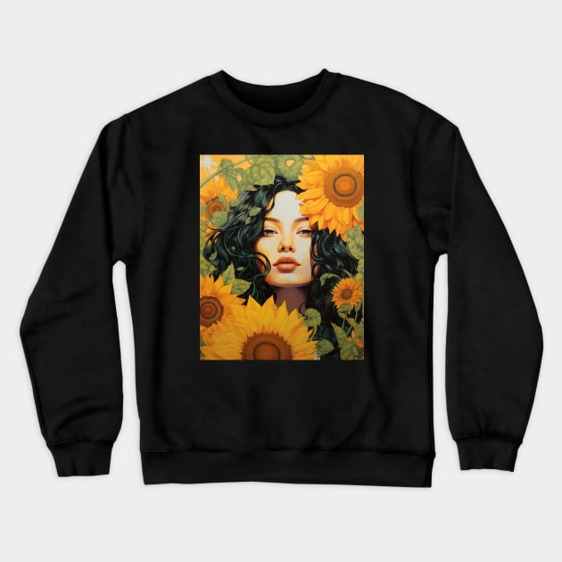 Girl and flower Crewneck Sweatshirt by Saysaymeme